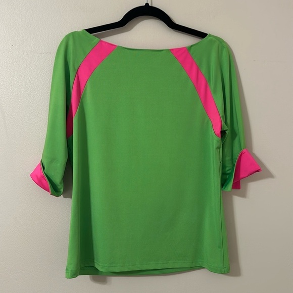 Gretchen Scott Designs Jersey Tee Topper
Green/Pink Sz Small Preppy Resortwear - Picture 2 of 8